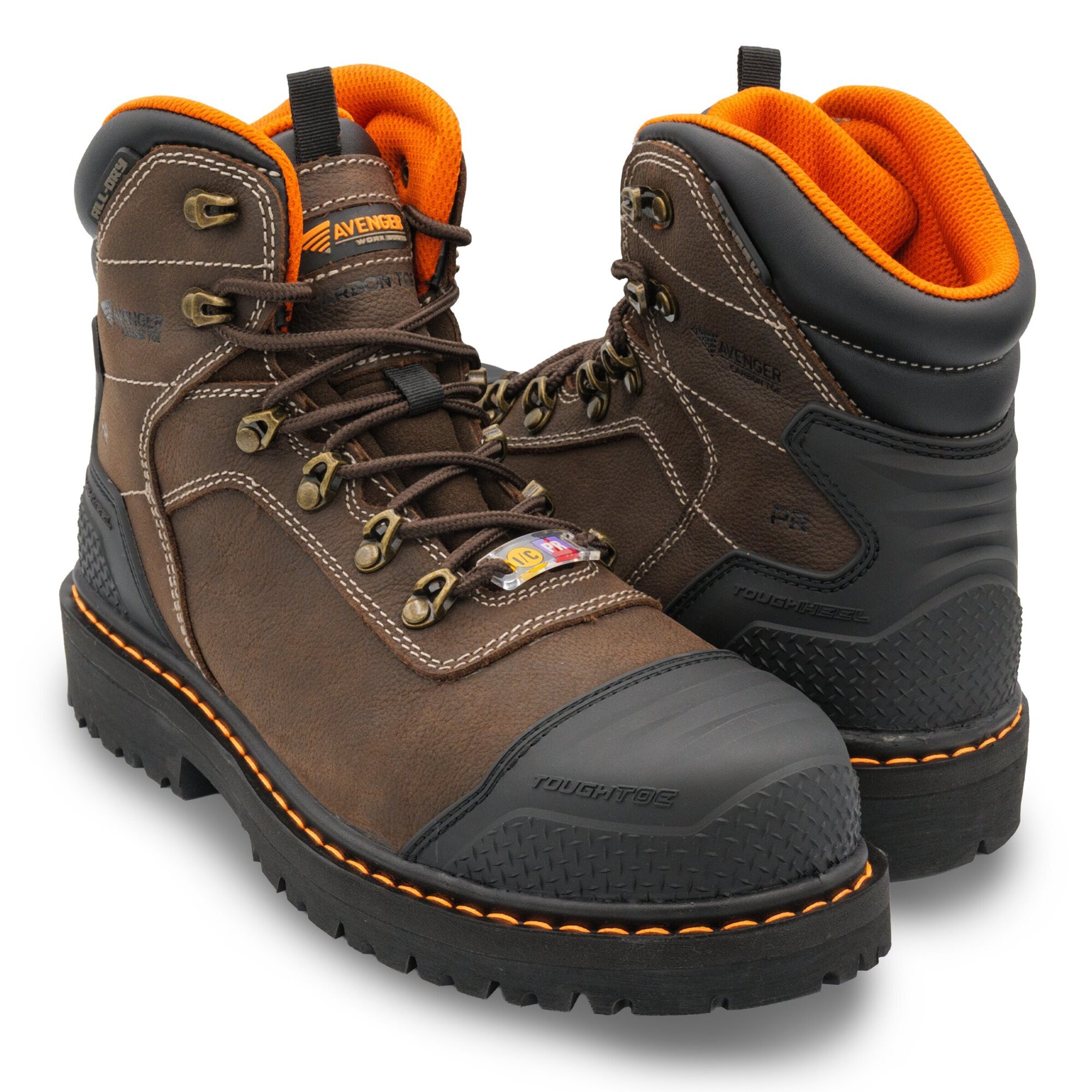 Avenger Hammer Max Mid Men's Work Boots — Carbon Nano-Fiber Toe, Waterproof, Puncture-Resistant, Heat-Resistant, Slip-Resistant, Brown, Size 16D, Model# A7380-16D